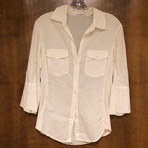 James Perse White Collared Button Up Shirt